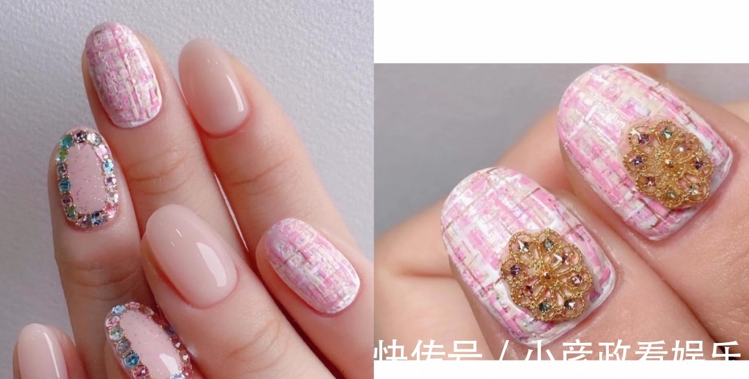 美甲|不会过时的温柔小香风美甲,经典优雅,满满的高级感掩盖不住