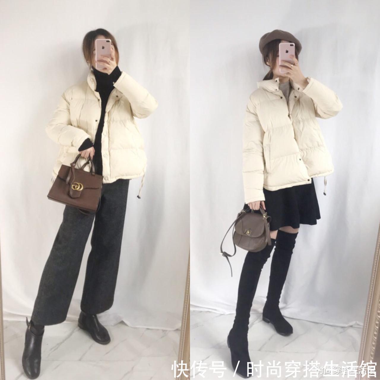 烟管裤|天冷了,这才是真正适合小个子的“羽绒服”穿搭,时髦保暖又显高