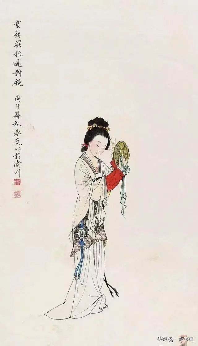 白描！他的白描被评为“当代第一”，画仕女独辟蹊径