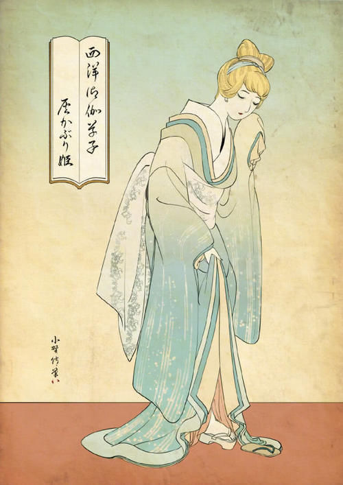 白雪公主|当二次元遇上浮世绘,艾莎成了画中人,白雪公主太美了快来认领