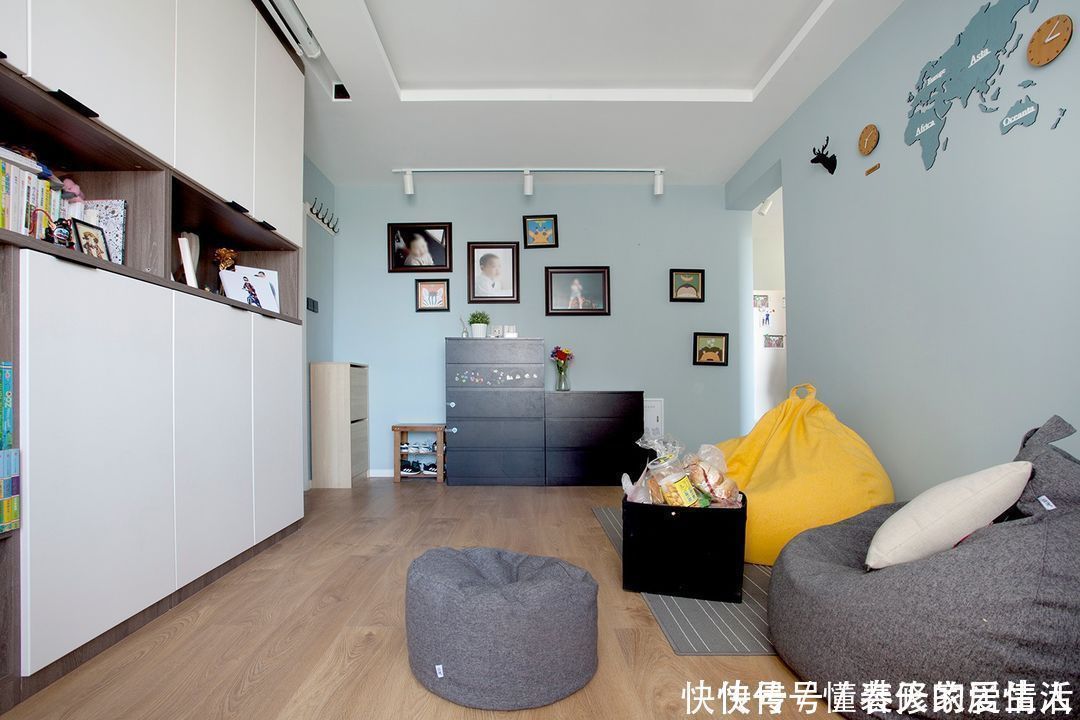 储物柜|三口之家85㎡,坚持“去客厅化”设计,把空间都留给孩子