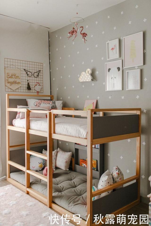 床头|越来越多二胎家庭都不做上下铺了!书架当隔断,一儿一女一人一间