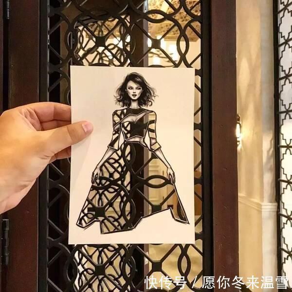 印花!这才是灵魂插画师!手绘图只画一半也惊艳,这衣服效果比高定还美