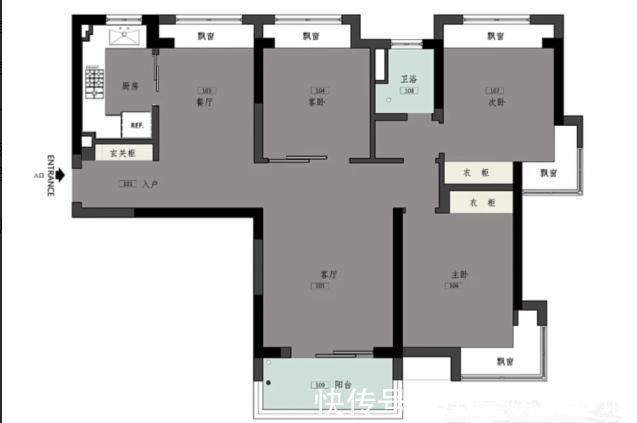 折叠门|100㎡小三房，坚持全屋打满柜子，飘窗这样设计，太实用了