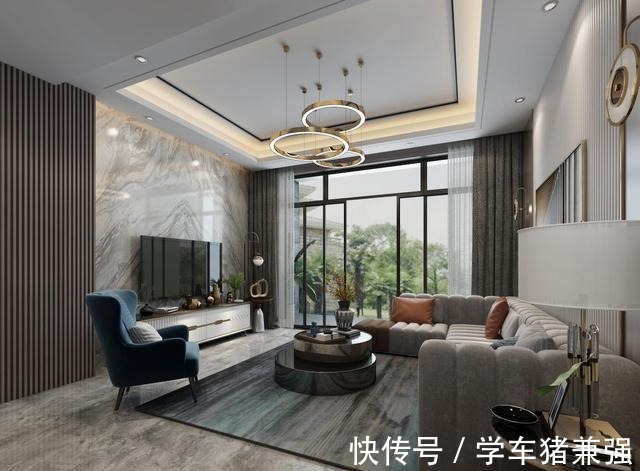 全屋|160m2现代简约风,灰色+蓝色太高级了!