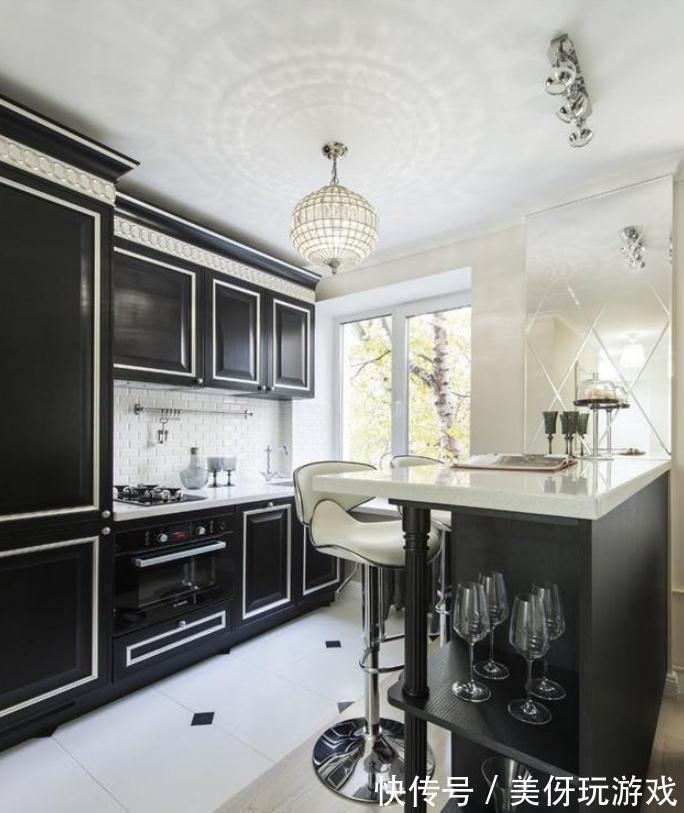 吧台|新古典风格装饰27㎡小户型,餐厅配多功能吧台,整体感觉不一样