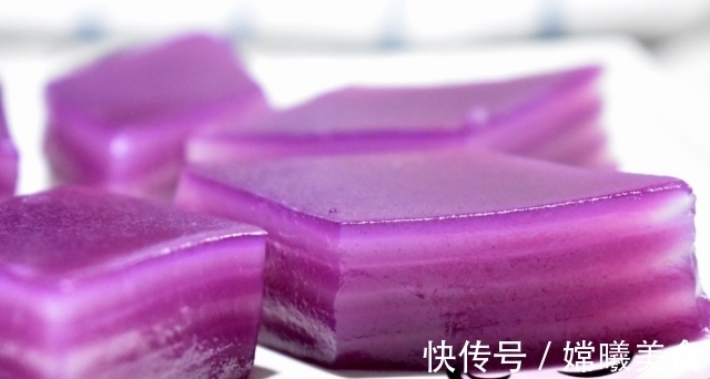 晶莹剔透|我家紫薯不蒸也不煮，简单2步做成千层糕，软嫩Q弹，好吃停不下来