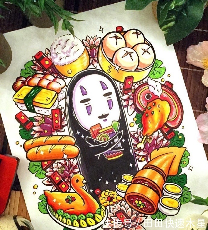 龙猫|画师手绘经典动漫插图,角色本身呆萌可爱,却都是吃货