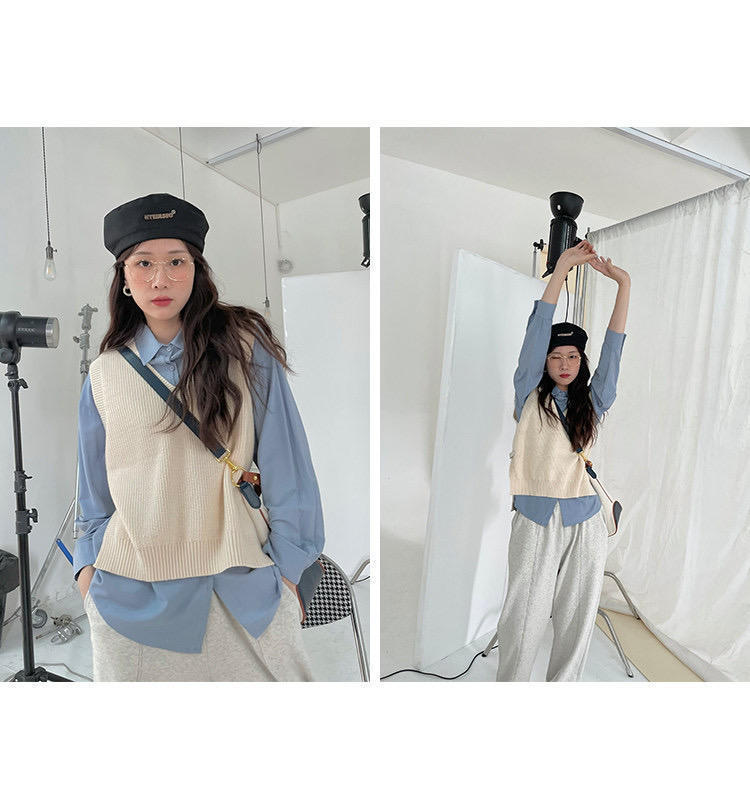 马甲|这些才是“衬衫”的高级穿法,蓝色衬衫配马甲文艺休闲,舒适随性