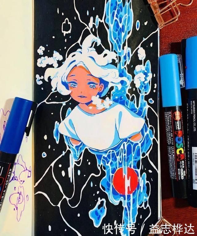 插画$哇马克笔画出水彩般效果,装饰感太强了,简单又漂亮,收藏