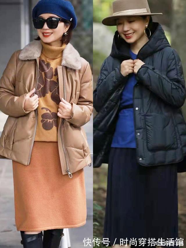 保暖 40、50岁中年女人,冬天这么穿羽绒服,不装嫩也不显老,真美