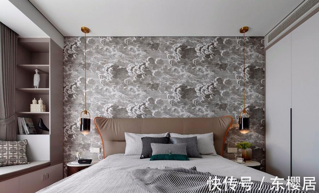 背景墙|130平的三居室,简约优雅有腔调,卧室背景墙的设计更是独特