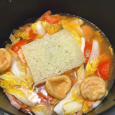 鲜虾粉丝汤|西红柿鲜虾粉丝汤