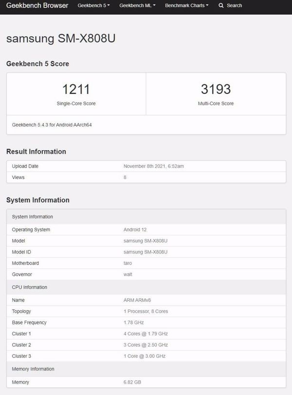 s8|首款骁龙898平板曝光：三星Galaxy Tab S8+尺寸或达14.6英寸