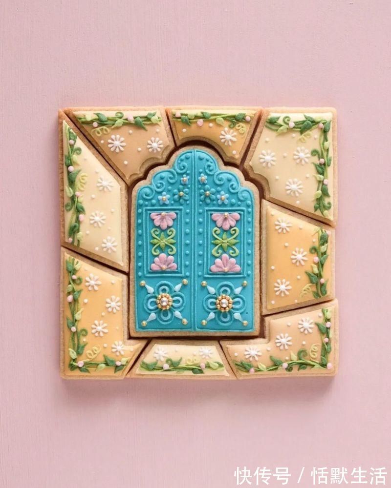 饼干|美到舍不得吃!甜品师手作花砖饼干,救救老夫的少女心!
