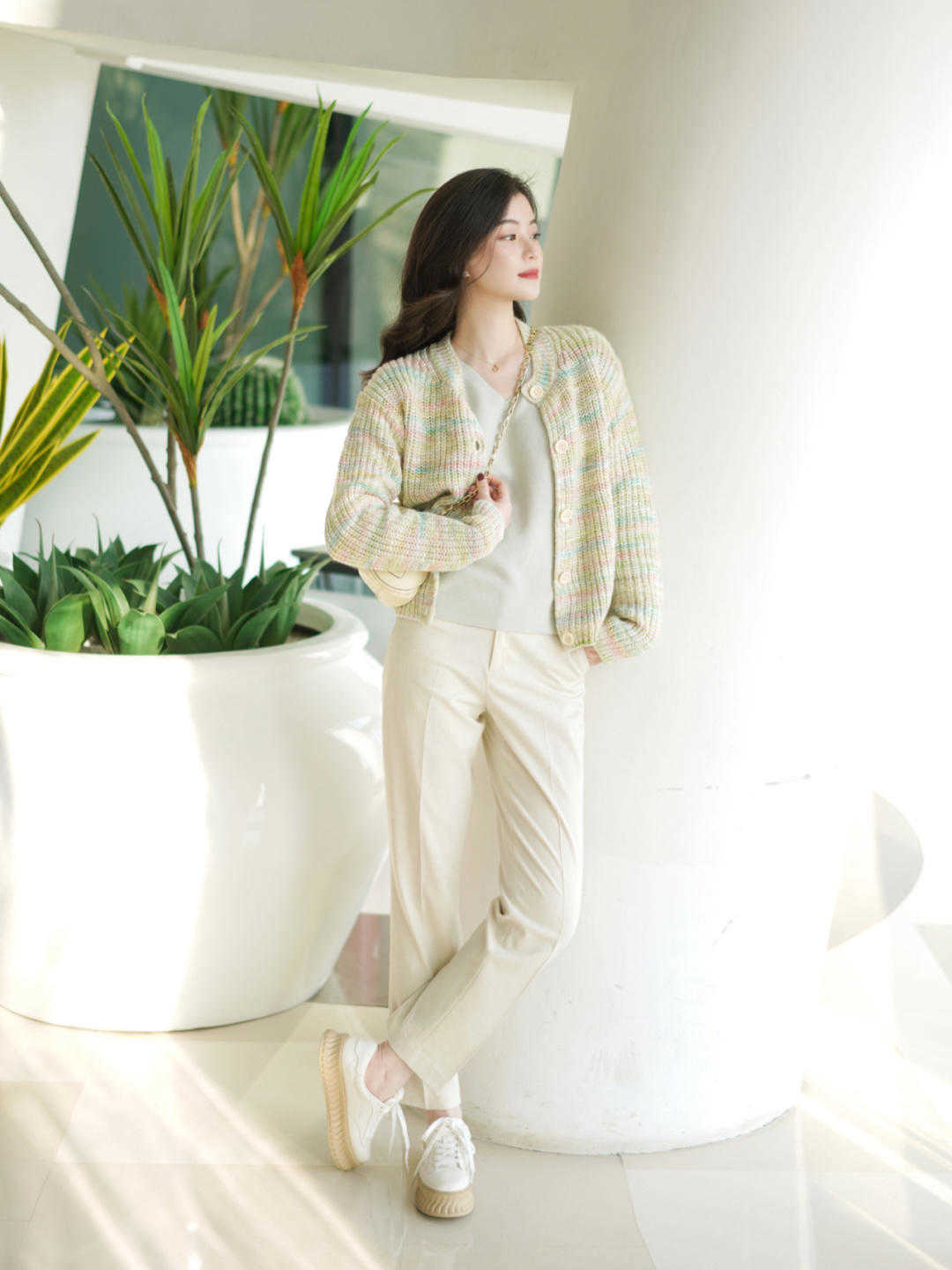 西装裤 要想文艺温婉并存,选择针织开衫啊!文艺清新温婉知性