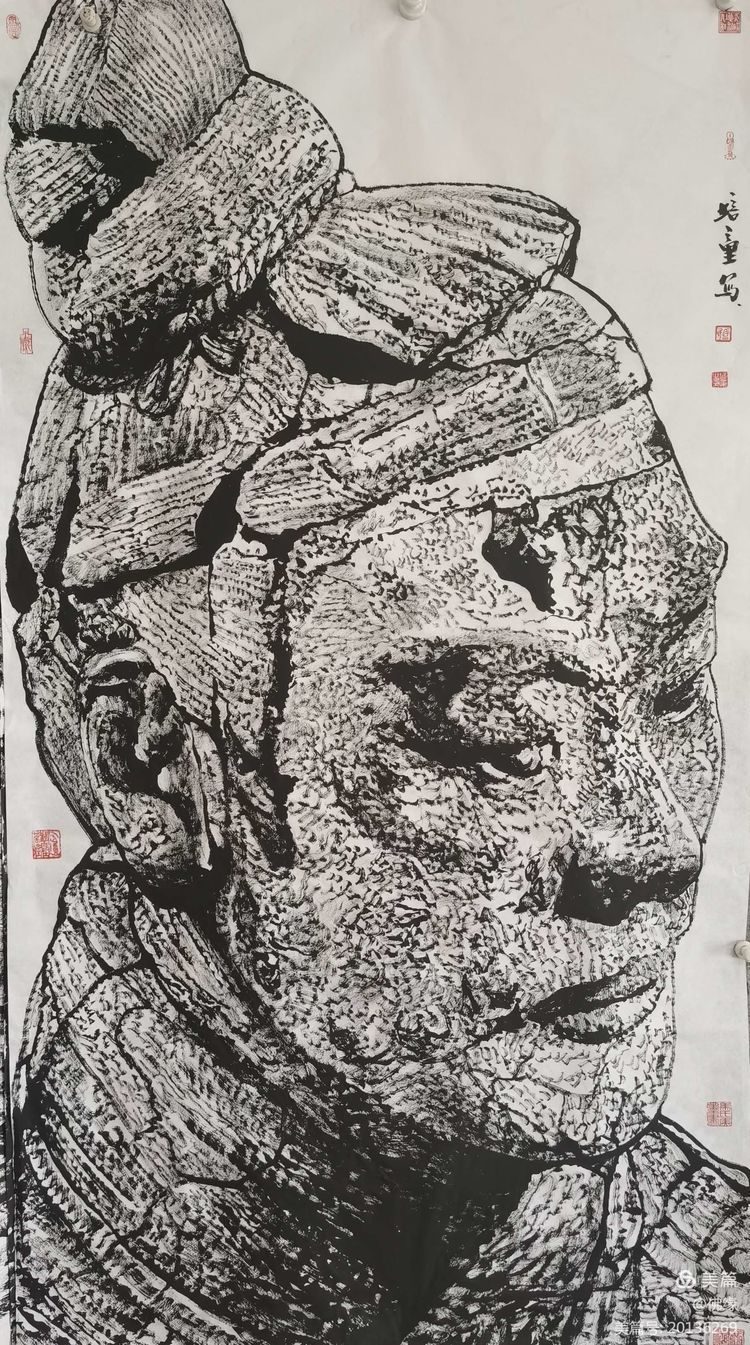 焦墨画|秦始皇兵马俑马培童焦墨组画，震动画坛，叹为观止！