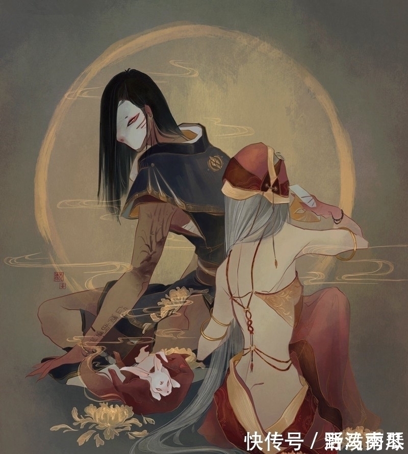 外国@外国画师的“国风画”,颠覆了传统的鬼魅,从恐怖变成了绝美