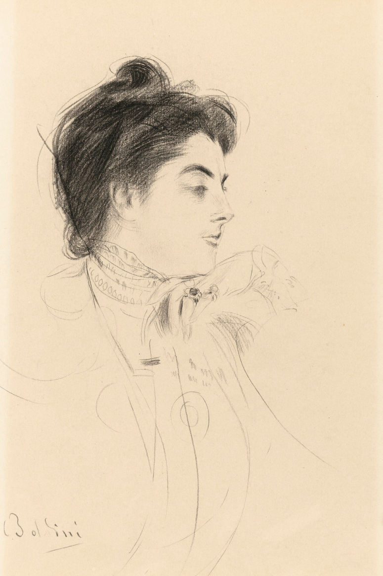 画家@意大利印象派画家乔瓦尼·博尔迪尼(Giovanni Boldini)素描手稿