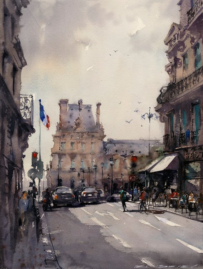 弗拉迪斯拉夫!印象水彩/美国当代艺术家弗拉迪斯拉夫水彩作品
