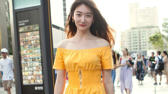 小姐姐|小姐姐一字肩束腰长裙, 显漂亮腰身, 露迷人香肩!