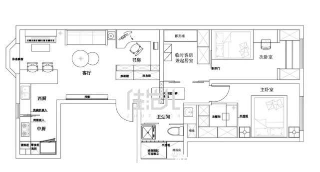主卧|78㎡纯白色的家,爆改大三倍,还多出西厨、书房、衣帽间?!