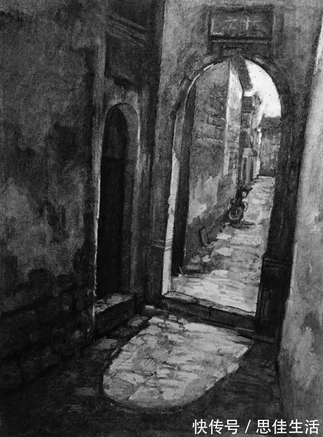 素描#风景素描这样画，既容易上手又有画面效果