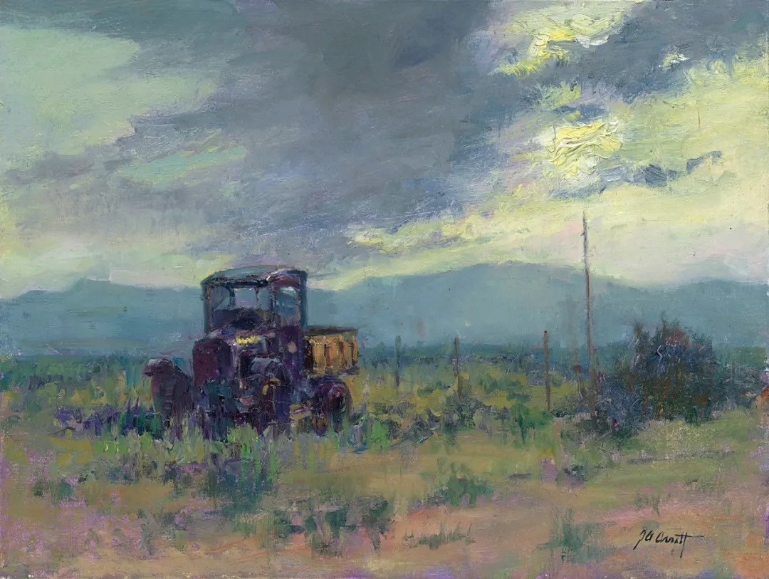 北极光$美国外光派写生女画家乔安娜·阿内特的油画