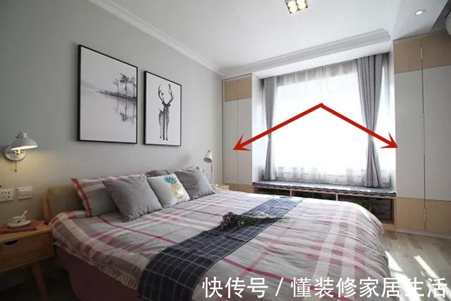 飘窗|设计师教你一招:飘窗两侧打衣柜,收纳翻了倍,还不占卧室面积
