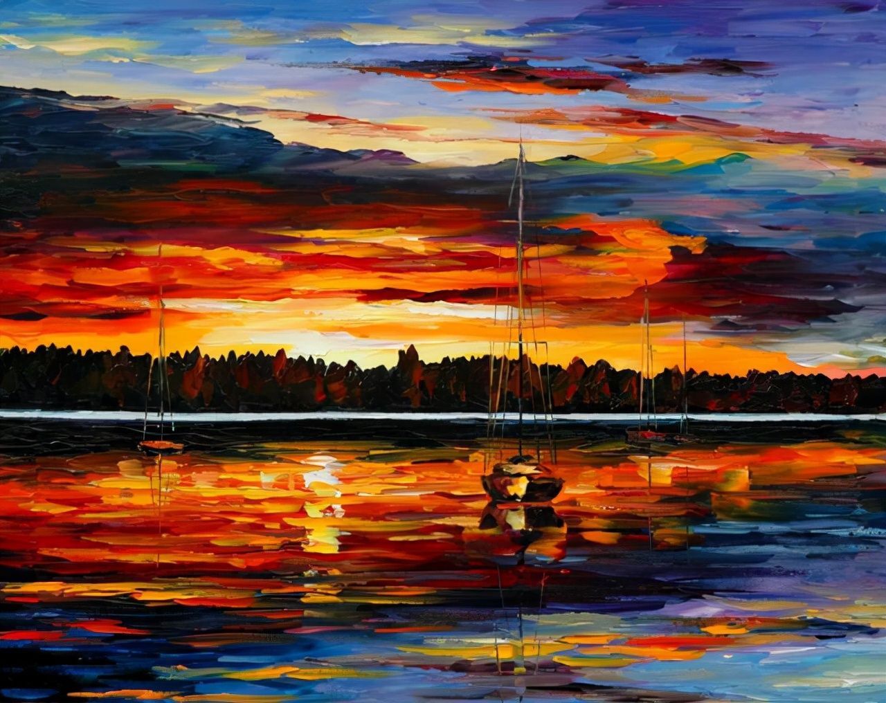 leonidafremov&现代印象以色列画家leonid afremov调色刀创作的缤纷炫丽油画