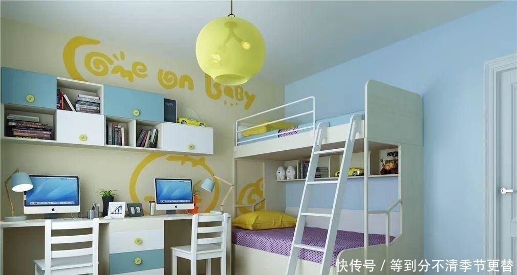 小公主|上下床衣柜电脑桌一体设计，非常节约小户型家庭空间