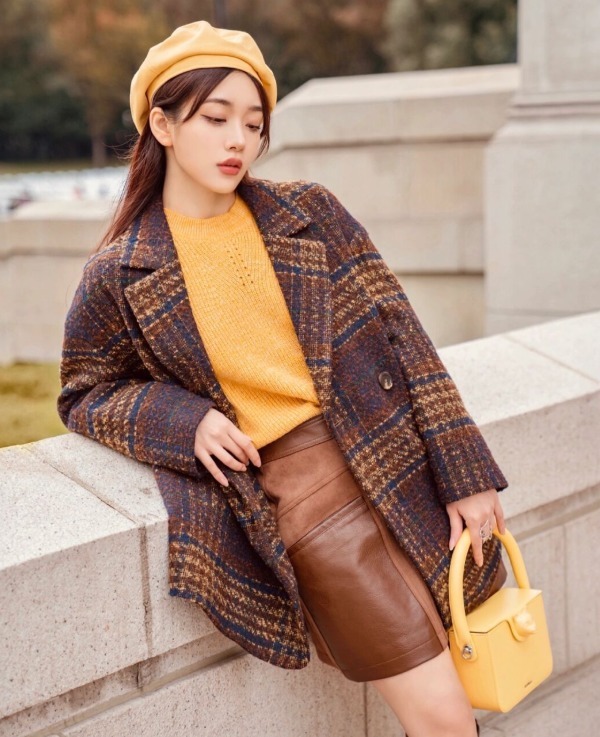 半身裙 2021年超火的“格纹外套”,分分钟穿出高级感,这样搭保暖还好看