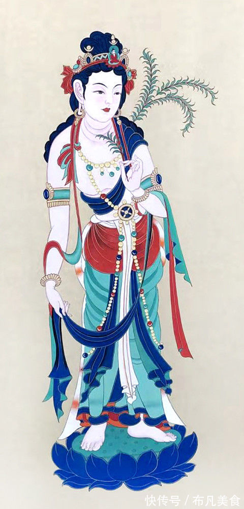 中国画@画家张津梁创作的《观音圣像》,清新疏朗、雅俗共赏