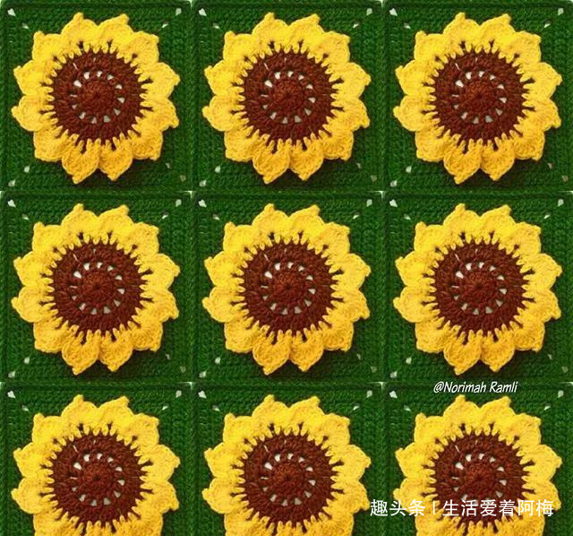 毛线钩针编织向日葵合集，DIY手工编织附图解教程