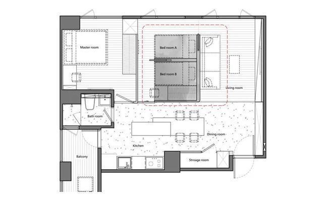 玄关|56㎡小宅，两房变三房，半平米不浪费，一家四口人住太舒服了！