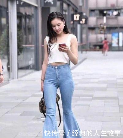 牛仔裤|微胖美女穿喇叭牛仔裤,曲线感越发明显