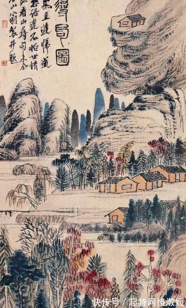 山水|刚拍了9亿多的齐白石，”极简“山水画构图，大师之笔让人叹服！