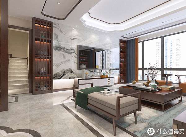 主卫|90后深漂回老家长沙买200㎡复式楼，装新中式风，客厅大气又有意境