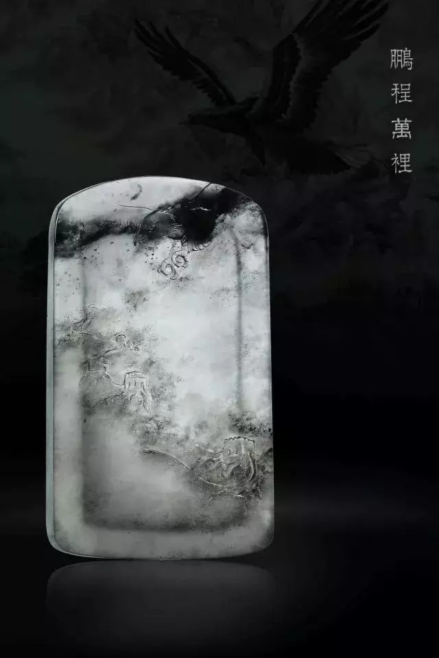 黑与白|翡翠玉雕中的水墨画,这样的意境翡翠你肯定没有见过!