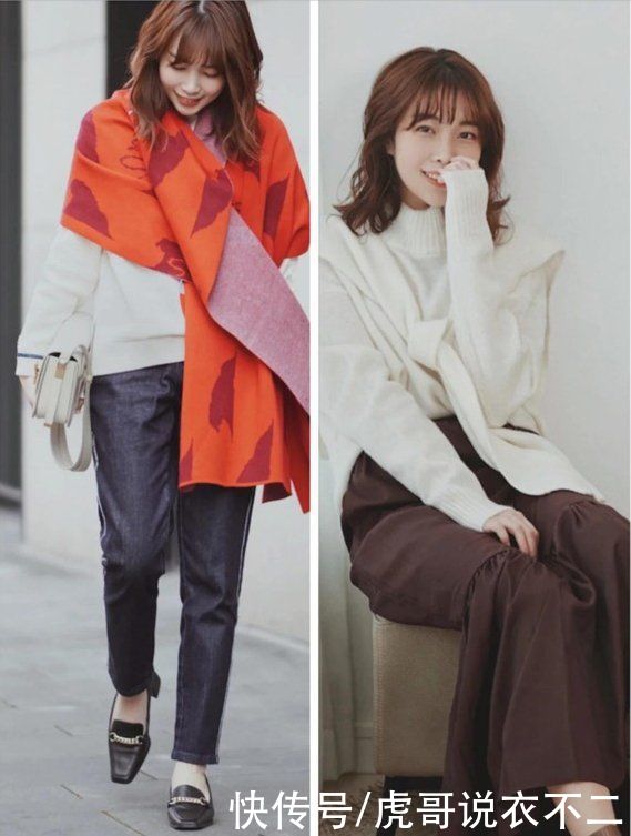 针织衫也有大讲究，她的“早春温柔风”搭配模板，照穿成日系女神
