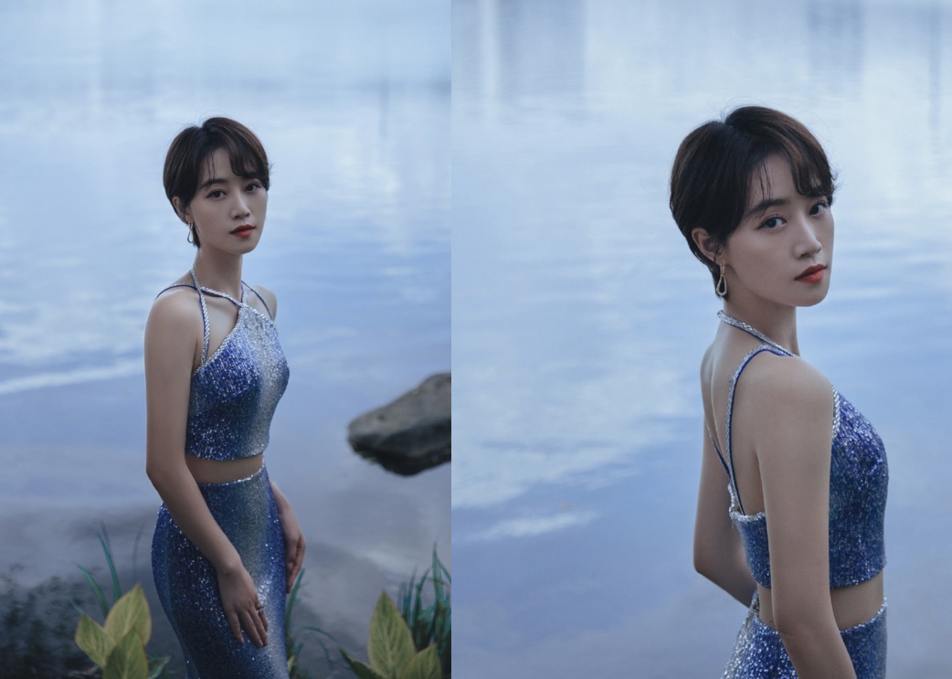 盘发 蓝莹莹的“小精灵”造型, 看着好高级, 复古盘发配发夹还蛮减龄