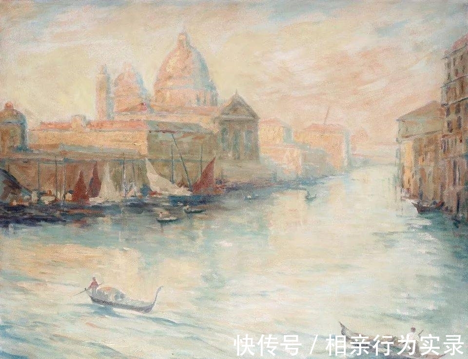 空间感&他是印象派画家,风景油画调子清雅,动感的笔触肌理让人赏心悦目