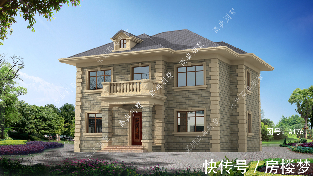 别墅|这款两层欧式别墅,色彩清新淡雅,富有清新文艺气息。