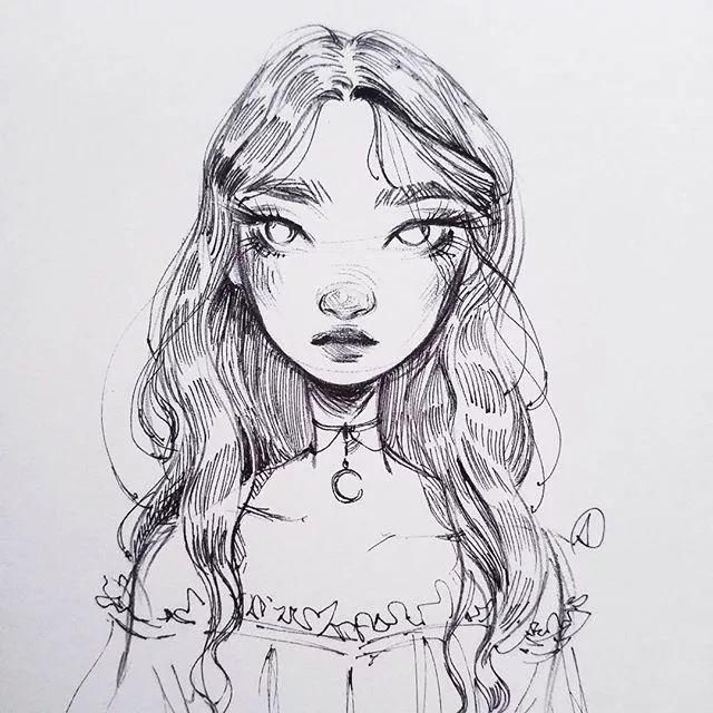 线条性$最怕长的美,还会画画的女孩子,这才是速写该有的线条啊