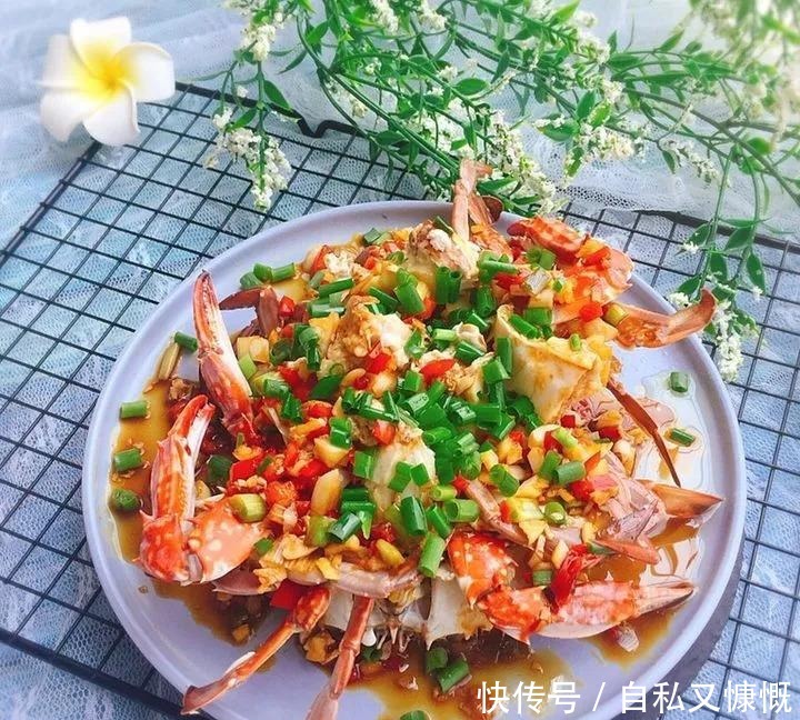 美味|家常菜, 葱油梭子蟹做法, 美味营养