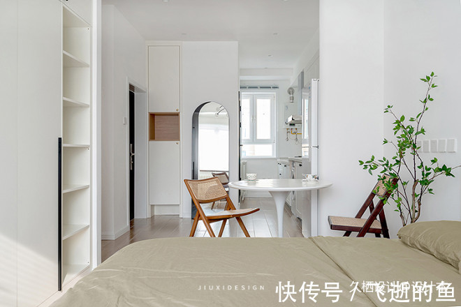 水磨石砖|25㎡原木+白打造超多收纳的MUJI风