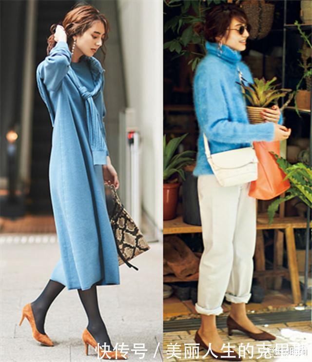 高级|秋冬不可错过浅蓝色与咖啡色搭配,太好看,是个高级的配色