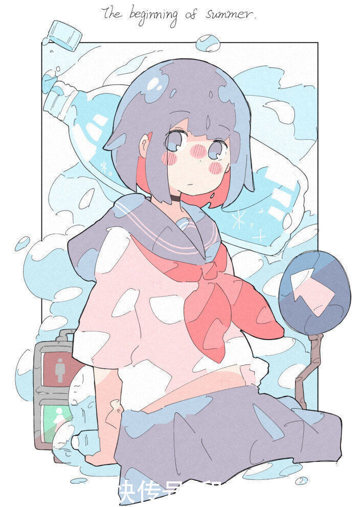 jiojio#可爱到犯规的二次元插画,配色也太温柔了吧