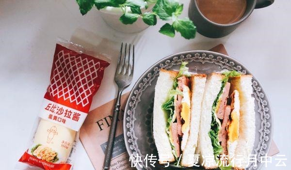 沙拉酱|丘比三明治 午餐肉芝士三明治！