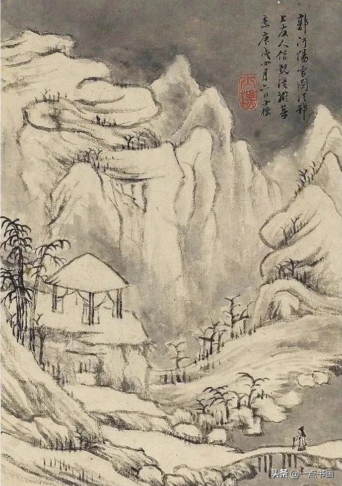 林泉&查士标山水册，渴笔淡墨，满纸逸气